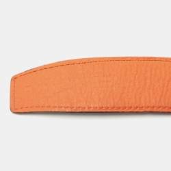 Hermes Orange/Noir Togo and Chamonix Leather H Guillochee Reversible Belt 110 CM