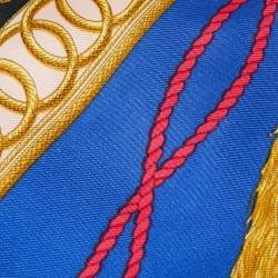 Pre Owned Hermès Vintage Blue Tassel Print Silk Tie