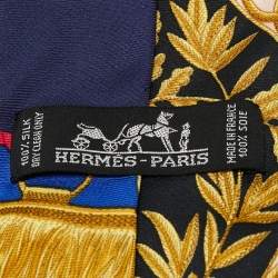 Pre Owned Hermès Vintage Blue Tassel Print Silk Tie