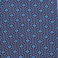 Pre Owned Hermès Navy Blue Geometric Patterned Jacquard Silk Tie
