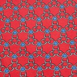 Pre Owned Hermès Red Equestrian Chain Link Print Silk Tie