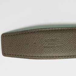 Pre Owned Hermes Etain/Bamboo Epsom and Chamonix Leather Collier De Chien Reversible Belt 95 CM
