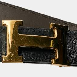 Hermes Noir/Chocolat Chamonix and Swift Leather H Buckle Reversible Belt 90 CM