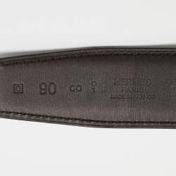 Hermes Noir/Chocolat Chamonix and Swift Leather H Buckle Reversible Belt 90 CM