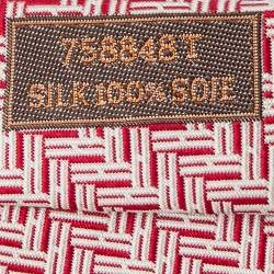 Pre Owned Hermès Red & White Chevron Jacquard Silk Tie
