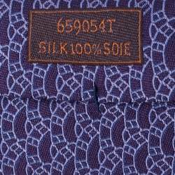 Pre Owned Hermès Purple Jacquard Motif Silk Tie