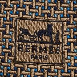 Pre Owned Hermes Brown Patterned Silk Jacquard Tie