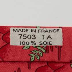 Pre Owned Hermes Pink Printed Silk Classic Tie