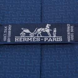 Hermes Royal Blue Patterned Jacquard Classic Tie