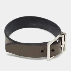 Hermes Leather Palladium Plated Reversible Bracelet