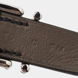 Hermes Leather Palladium Plated Reversible Bracelet