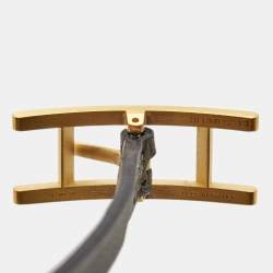 Pre Owned Hermes Behapi Double Tour Leather Gold Tone Bracelet