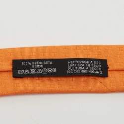 Hermès Orange Faconnee H Silk Tie