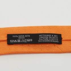 Pre Owned Hermès Orange Faconnee H Silk Tie
