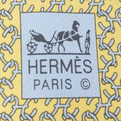 Pre Owned Hermes Yellow H Italique Printed Silk Tie
