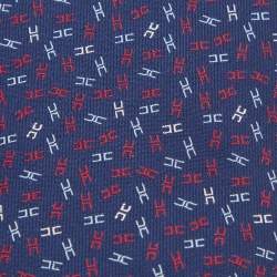 Pre Owned Hermes Navy Blue Printed Silk Jacquard Tie