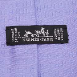 Pre Owned Hermes Purple Faconne H Silk Jacquard Tie