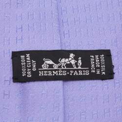 Pre Owned Hermes Purple Faconne H Silk Jacquard Tie