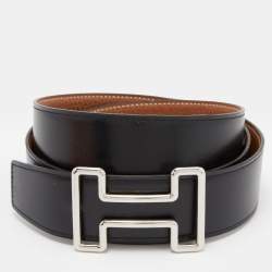 Hermès // Black & Brown Leather Reversible H Buckle Belt – VSP Consignment