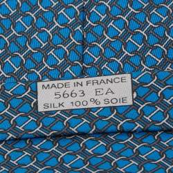 Pre Owned Hermes Blue Chaine d'Ancre Silk Tie