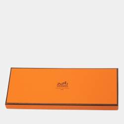 Hermes Blue H Print Silk Pocket Square