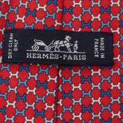 Hermes Red 7 H Street Silk Tie