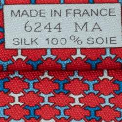 Hermes Red 7 H Street Silk Tie