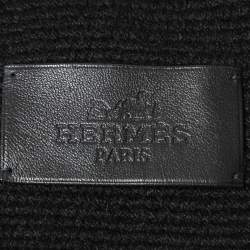 Hermes Black Colorblock Chevron Cashmere Muffler