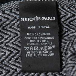 Hermes Black Colorblock Chevron Cashmere Muffler