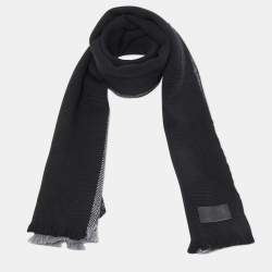 Hermes Black Colorblock Chevron Cashmere Muffler