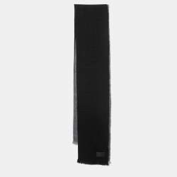 Hermes Black Colorblock Chevron Cashmere Muffler