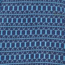 Hermes Blue Geometric Print Silk Tie