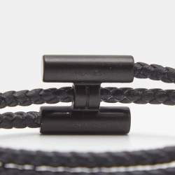 Hermes Tournis Tresse Leather Black Tone Bracelet