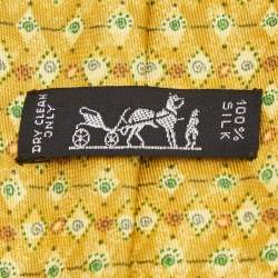 Hermes Yellow Printed Silk Tie