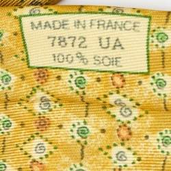 Hermes Yellow Printed Silk Tie