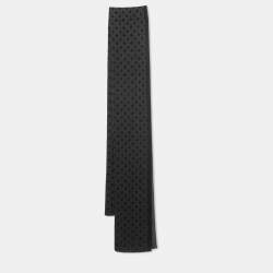 Hermes Black/Grey Chain Pattern Cashmere & Silk Reversible Muffler