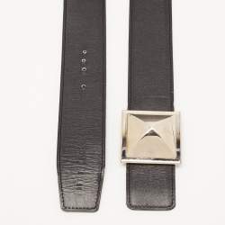 Pre Owned Hermes Black/Rouge Grenat Leather Medor Reversible Belt 95CM