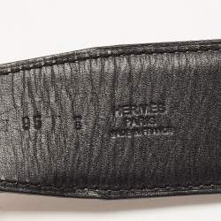 Pre Owned Hermes Black/Rouge Grenat Leather Medor Reversible Belt 95CM