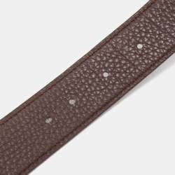 Hermes Black/Chocolat Box and Togo Leather H Buckle Reversible Belt 90CM