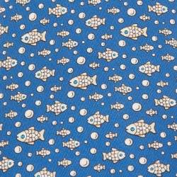 Pre Owned Hermes Blue Fish Print Silk Tie