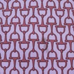 Pre Owned Hermes Purple Horsebit Print Silk Traditional Tie
