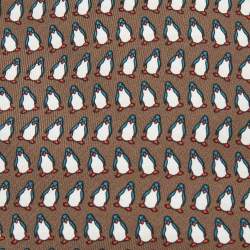 Pre Owned Hermes Brown Penguins Print Silk Traditional Tie