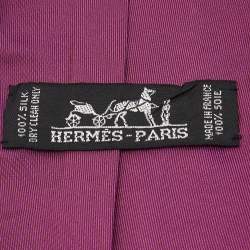 Pre Owned Hermes Purple Silk Traditional Tie