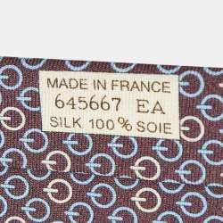 Pre Owned Hermes Brown Printed Silk Tie