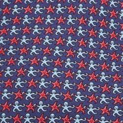 Pre Owned Hermes Navy Blue Octopus & Starfish Print Silk Tie