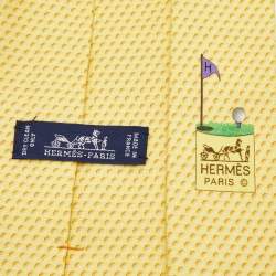 Hermes Yellow Printed Silk Tie