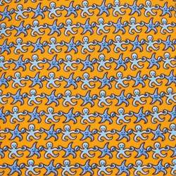 Pre Owned Hermes Orange Octopus & Starfish Print Silk Tie