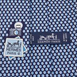 Pre Owned Hermes Navy Blue Dot Printed Silk Tie