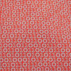 Pre Owned Hermes Red Numerical Print Silk Tie