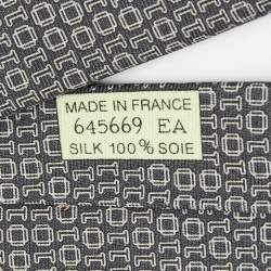 Hermes Grey Numerical Print Silk Tie